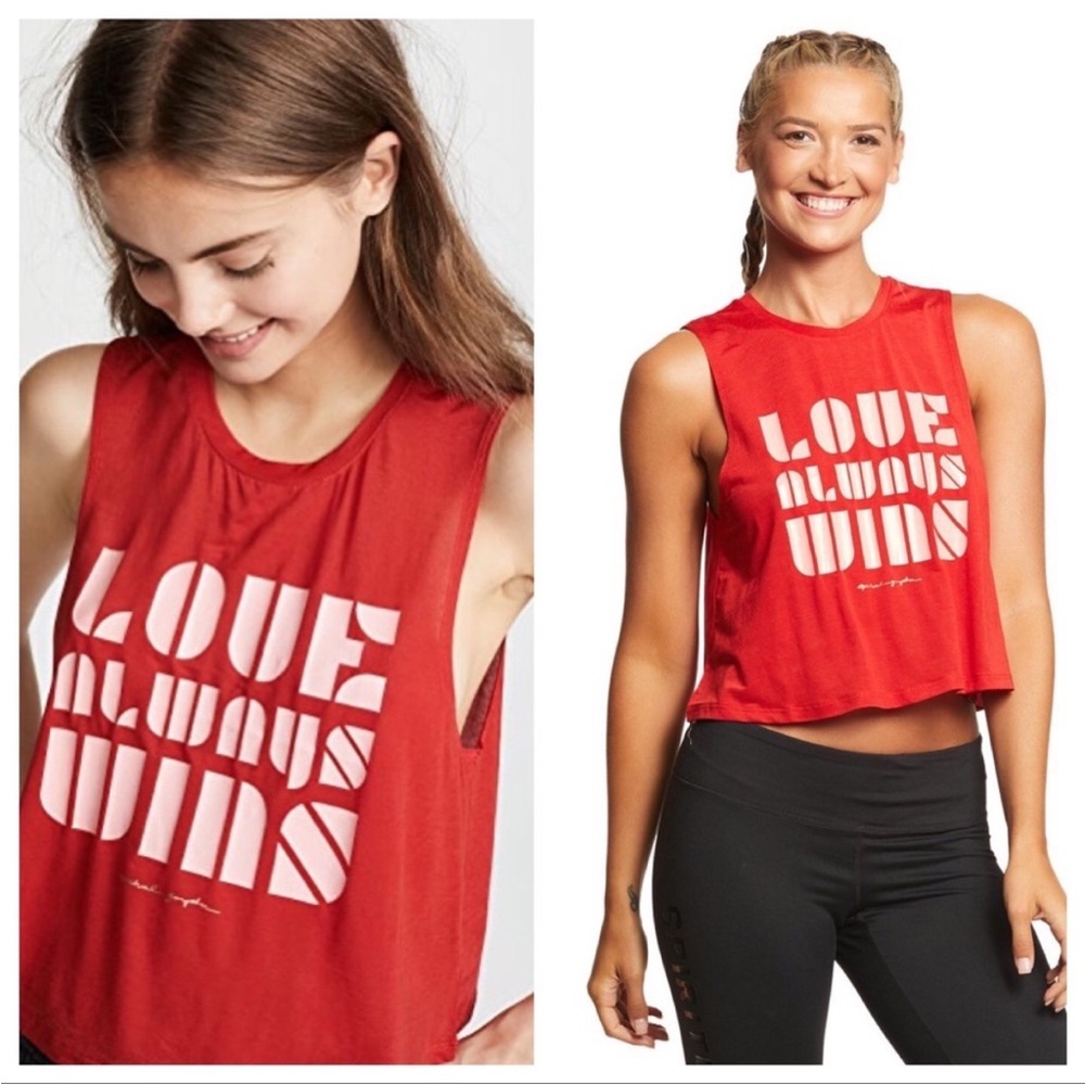 Love Always Wins Red Spiritual Gangster Active Crop Tank Top XS Mesh Muscle